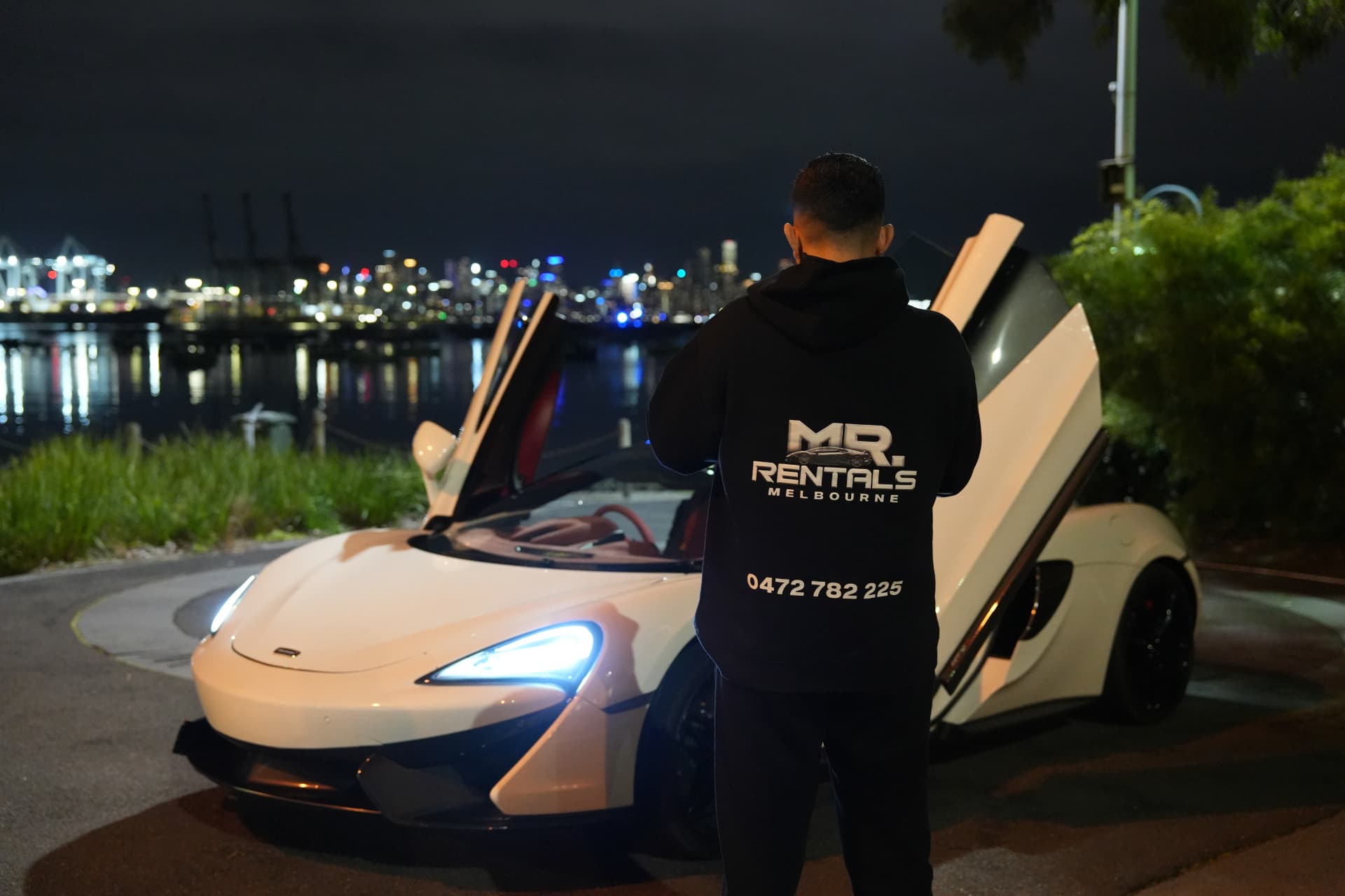 Chauffeur brand shoot with supercar at night
